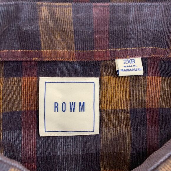 Rowm Button Shirt Mens 2XB Big & Tall Plaid Velvet Long Sleeve Plaid - Picture 6 of 16